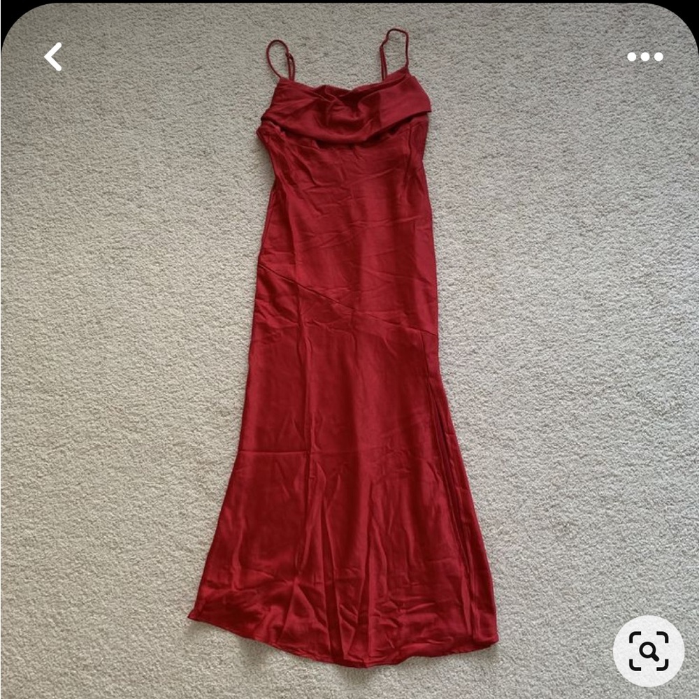 Red Cowl Neck Midi Dress